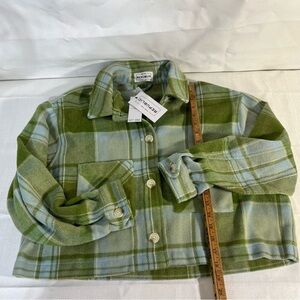 For the republic Olive and Light green Plaid Shirt Jacket
